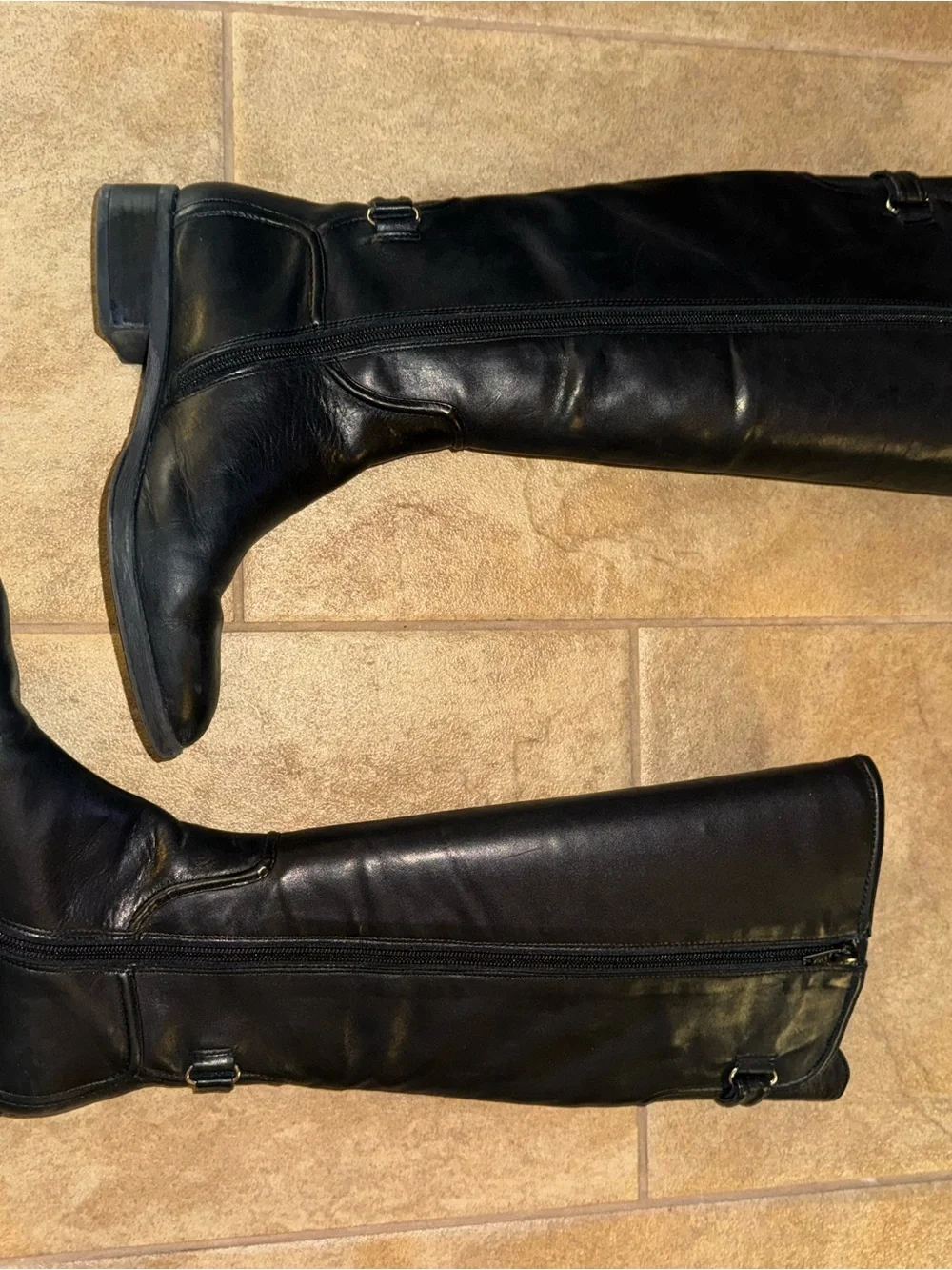 ANTONIO MELANI Black Leather Buckle Boots